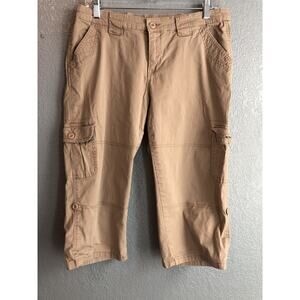 St Johns Bay Women Cargo Capri 12P Hiking Lightweight Mid Rise Cotton Stretch